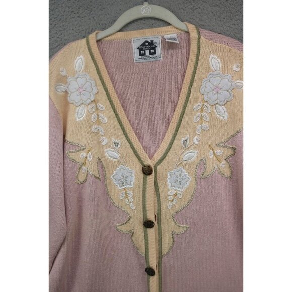 Storybook Knits Vtg. Beaded Embroidered Sweater-Size Large-Grandmacore-Y2K - Picture 8 of 13